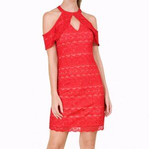 Francesca’s Red Lace Halter Mini Dress - Romantic Cocktail M